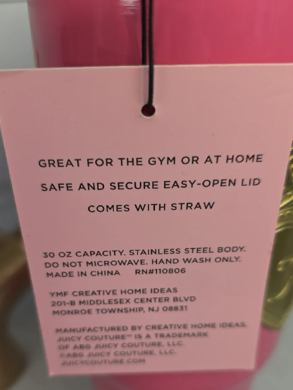 Juicy Couture Hot Pink Insulated Travel Mug - Picture 4 of 5